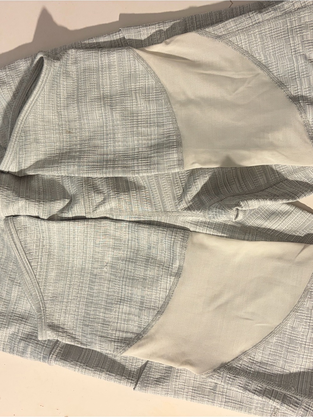 Athleta Light Gray Textured Capris with Cream Panels